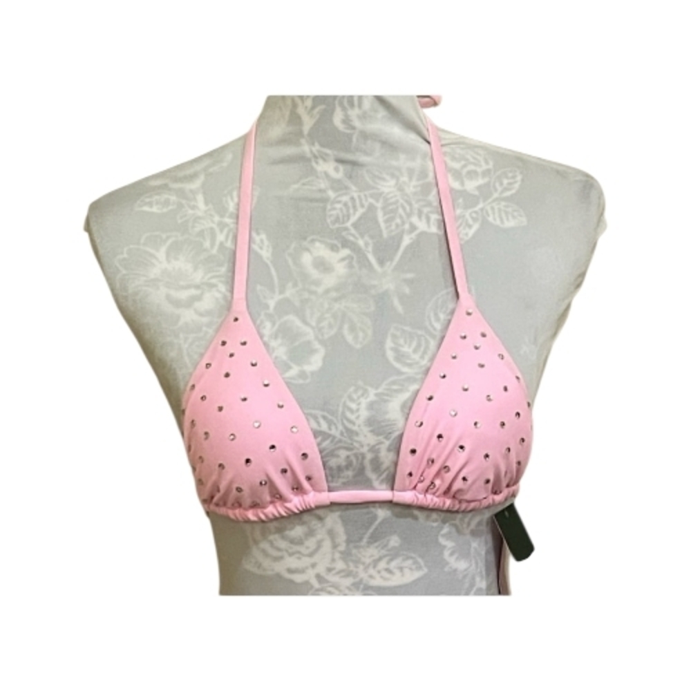Pink Studded Bikini Top